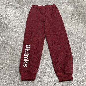 Akademiks Jogger Sweatpants Boys Large Red Fleece Elastic Waist Active 26x28